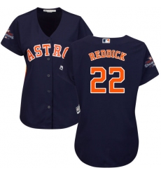 Women's Majestic Houston Astros #22 Josh Reddick Replica Navy Blue Alternate 2017 World Series Champions Cool Base MLB Jersey