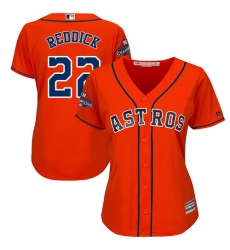 Women's Majestic Houston Astros #22 Josh Reddick Replica Orange Alternate 2017 World Series Champions Cool Base MLB Jersey