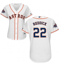 Women's Majestic Houston Astros #22 Josh Reddick Replica White Home 2017 World Series Champions Cool Base MLB Jersey