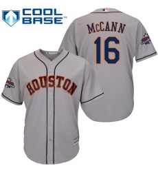 Men's Majestic Houston Astros #16 Brian McCann Replica Grey Road 2017 World Series Champions Cool Base MLB Jersey