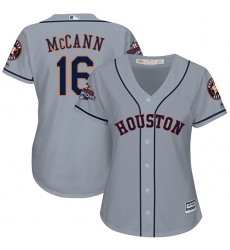 Women's Majestic Houston Astros #16 Brian McCann Replica Grey Road 2017 World Series Champions Cool Base MLB Jersey