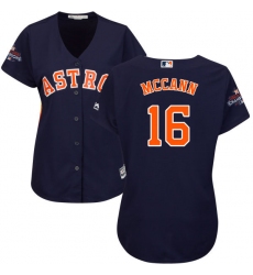 Women's Majestic Houston Astros #16 Brian McCann Replica Navy Blue Alternate 2017 World Series Champions Cool Base MLB Jersey