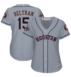 Women's Majestic Houston Astros #15 Carlos Beltran Replica Grey Road 2017 World Series Champions Cool Base MLB Jersey