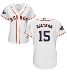 Women's Majestic Houston Astros #15 Carlos Beltran Replica White Home 2017 World Series Champions Cool Base MLB Jersey