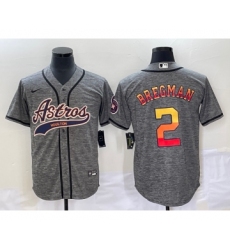 Men's Houston Astros #2 Alex Bregman Grey Gridiron Cool Base Stitched Baseball Jersey