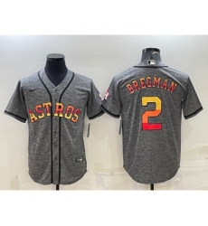 Men's Houston Astros #2 Alex Bregman Grey With Patch Cool Base Stitched Baseball Jersey