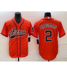 Men's Houston Astros #2 Alex Bregman Orange Cool Base Stitched Baseball Jersey