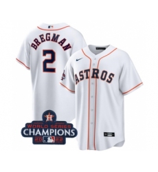 Men's Houston Astros #2 Alex Bregman White 2022 World Series Champions Home Stitched Baseball Jersey