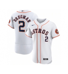 Men's Houston Astros #2 Alex Bregman White 2022 World Series Flex Base Stitched Baseball Jersey