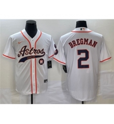 Men's Houston Astros #2 Alex Bregman White Cool Base Stitched Baseball Jersey