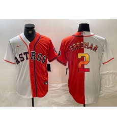 Men's Houston Astros #2 Alex Bregman White Orange Split Stitched Baseball Jersey