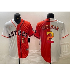 Men's Houston Astros #2 Alex Bregman White Orange Split Stitched Baseball Jerseys