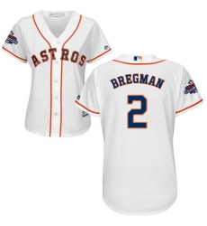 Women's Majestic Houston Astros #2 Alex Bregman Replica White Home 2017 World Series Champions Cool Base MLB Jersey