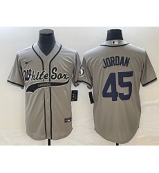 Men's Chicago White Sox #45 Michael Jordan Grey Cool Base Stitched Baseball Jersey1