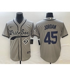 Men's Chicago White Sox #45 Michael Jordan Grey Cool Base Stitched Baseball Jersey