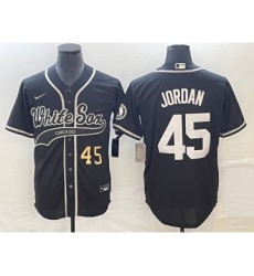 Men's Chicago White Sox #45 Michael Jordan Number Black Cool Base Stitched Baseball Jersey