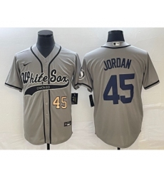 Men's Chicago White Sox #45 Michael Jordan Number Grey Cool Base Stitched Baseball Jersey