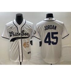 Men's Chicago White Sox #45 Michael Jordan Number White Cool Base Stitched Baseball Jersey