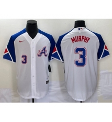 Men's Atlanta Braves #3 Dale Murphy Number White 2023 City Connect Cool Base Stitched Jersey1