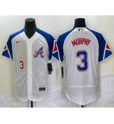 Men's Atlanta Braves #3 Dale Murphy Number White 2023 City Connect Flex Base Stitched Jersey1