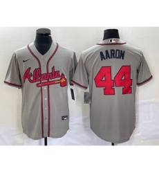 Men's Atlanta Braves #44 Hank Aaron Grey Stitched Cool Base Nike Jersey