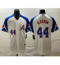 Men's Atlanta Braves #44 Hank Aaron Number White 2023 City Connect Cool Base Stitched Jersey