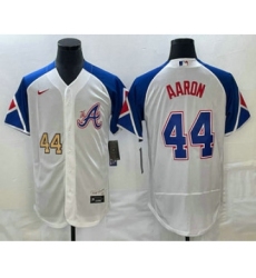 Men's Atlanta Braves #44 Hank Aaron Number White 2023 City Connect Flex Base Stitched Jersey1