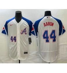 Men's Atlanta Braves #44 Hank Aaron Number White 2023 City Connect Flex Base Stitched Jersey2