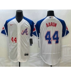 Men's Atlanta Braves #44 Hank Aaron Number White 2023 City Connect Flex Base Stitched Jersey