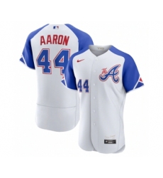 Men's Atlanta Braves #44 Hank Aaron White 2023 City Connect Flex Base Stitched Jersey