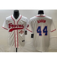 Men's Atlanta Braves #44 Hank Aaron White Cool Base Stitched Baseball Jersey1