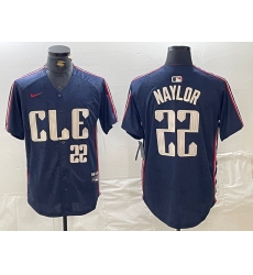 Men's Cleveland Guardians #22 Josh Naylor Number Navy 2024 City Connect Limited Stitched Jersey