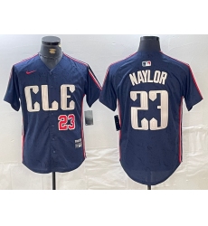 Men's Cleveland Guardians #23 Josh Naylor Number Navy 2024 City Connect Limited Stitched Jersey