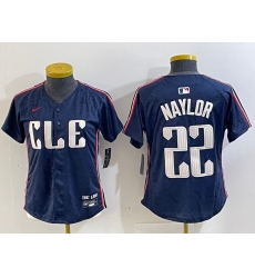 Women's Cleveland Guardians #22 Josh Naylor Navy 2024 City Connect Limited Stitched Jersey