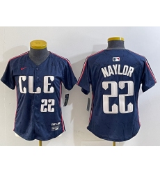 Women's Cleveland Guardians #22 Josh Naylor Number Navy 2024 City Connect Limited Stitched Jersey