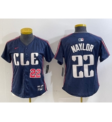 Women's Cleveland Guardians #22 Josh Naylor Number Navy 2024 City Connect Limited Stitched Jerseys