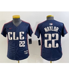 Youth Cleveland Guardians #22 Josh Naylor Number Navy 2024 City Connect Limited Stitched Jersey