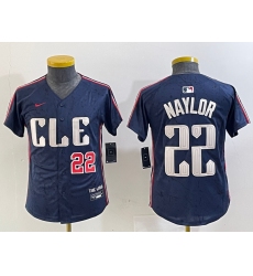 Youth Cleveland Guardians #22 Josh Naylor Number Navy 2024 City Connect Limited Stitched Jerseys