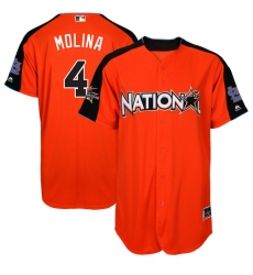 Men's Majestic St. Louis Cardinals #4 Yadier Molina Replica Orange National League 2017 MLB All-Star MLB Jersey