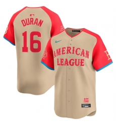 Men's American League #16 Jarren Duran Cream 2024 All-Star Limited Stitched Baseball Jersey