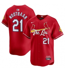 Men's St. Louis Cardinals #21 Lars Nootbaar Red 2024 City Connect Limited Stitched Baseball Jersey