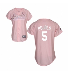 Women's Majestic St. Louis Cardinals #5 Albert Pujols Replica Pink Fashion MLB Jersey