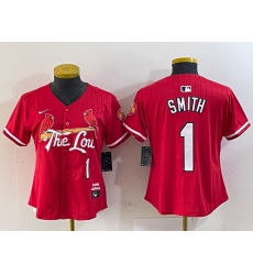 Women's St Louis Cardinals #1 Ozzie Smith Red 2024 City Connect Limited Stitched Baseball Jersey