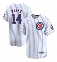 Men's Chicago Cubs #14 Ernie Banks White Cool Base Stitched Baseball Jersey