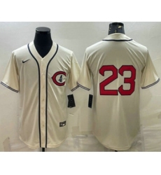 Men's Chicago Cubs #23 Ryne Sandberg 2022 Cream Field of Dreams Cool Base Stitched Baseball Jersey