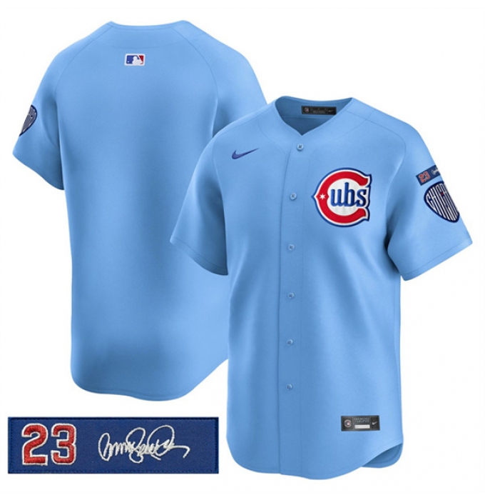 Men's Chicago Cubs Blank Blue 'Ryne Sandberg Tribute' Vapor Limited V3 Stitched Baseball Jersey