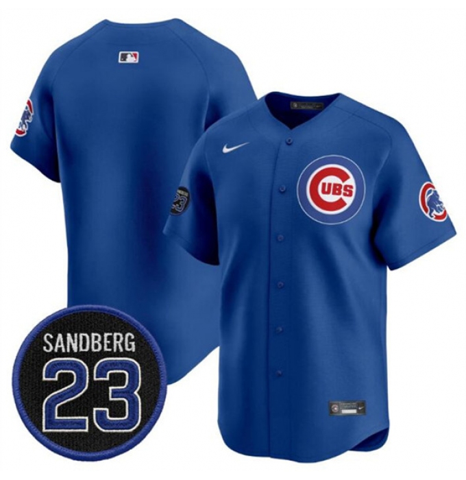 Men's Chicago Cubs Blank Royal 'Ryne Sandberg Tribute' Vapor Limited V2 Stitched Baseball Jersey