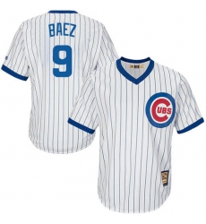 Men's Majestic Chicago Cubs #9 Javier Baez Replica White Home Cooperstown MLB Jersey