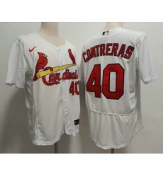 Men's St Louis Cardinals #40 Willson Contreras White Stitched MLB Flex Base Nike Jersey