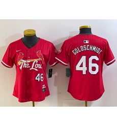 Women's St Louis Cardinals #46 Paul Goldschmidt Red 2024 City Connect Limited Stitched Jersey